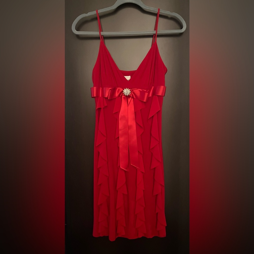 Vintage 2000s Cache Red Dress with Elegant Bow - Picture 2 of 5